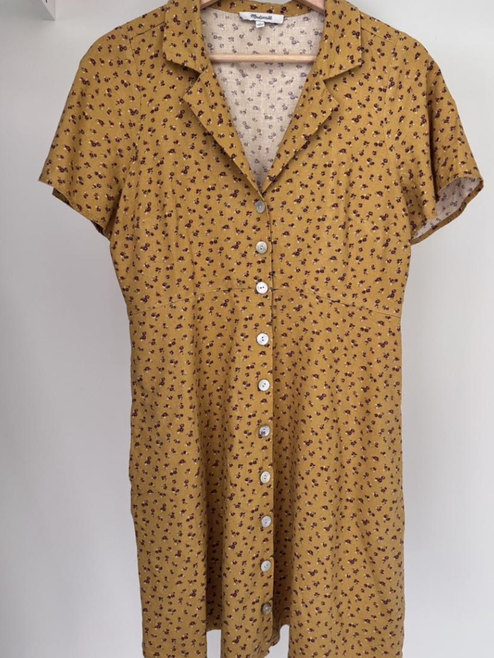 Madewell Shirtdress Mustard Floral Size 6 Button-Front